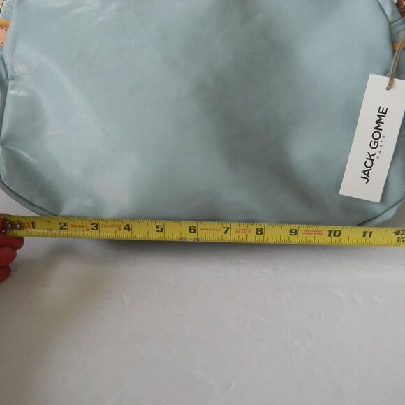NWT JACK GOMME PARIS LEBOWL LINEN/LEATHER BOWLING BAG LIGHT BLUE CROSSBODY - Picture 4 of 12
